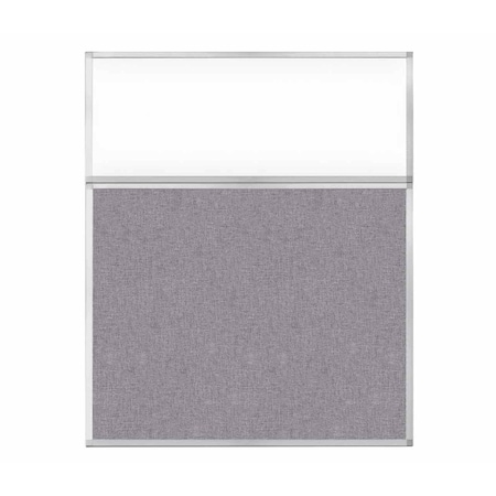 Versare Hush Panel Configurable Cubicle Partition 5' x 6' W/ Window Cloud Gray Fabric Clear Window 1852608